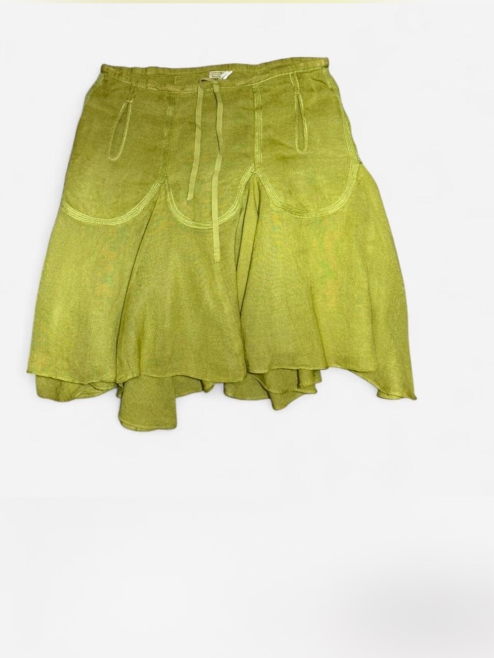 Max Studio Olive Green Asymmetrical Tiered Skirt